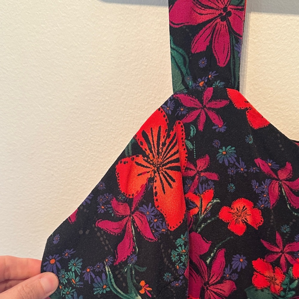Ava & Viv Floral Midi Dress in Black with Red & Pink Blooms. Size XXL - Picture 5 of 12